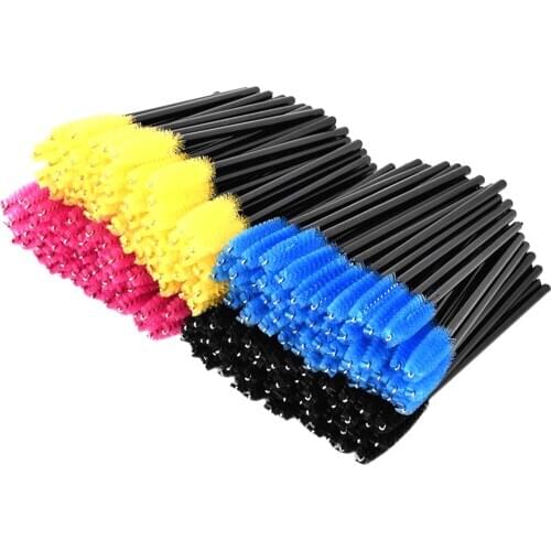 Bulk Lot 200 Pieces Disposable Eyelashes Mascara Wands Eye Lash Applicator Makeup Brushes Set 4 Colors