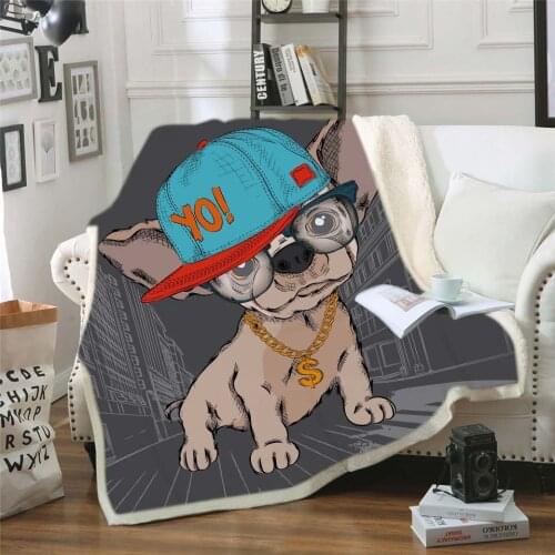Hoodie Blanket Plush Throw Blanket 3D Cartoon Pets Printed Sherpa Fleece Microfiber Throw Blanket 2019 Drop Shipping