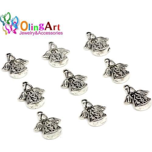 OlingArt 21*16MM 6pcs/lot DIY Zinc Alloy Pendant Lead free/Cadmium free/ Tibetan Silver Color angel Shape Jewelry making
