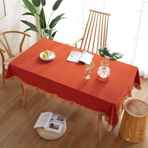 Orange Tablecloth For Table Plain Table Cloth Set Tassel Fringe Table Cover Cotton Linen table Map Tablecloth Around For Table
