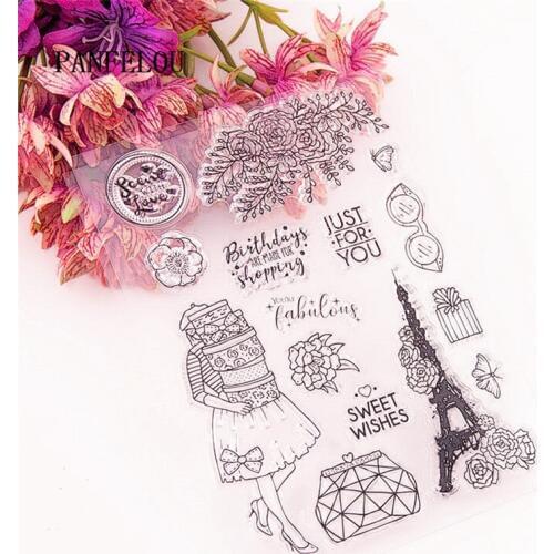 PANFELOU 11x15cm Paris trip Transparent Clear Silicone Stamp/Seal DIY scrapbooking/photo album clear stamp sheets