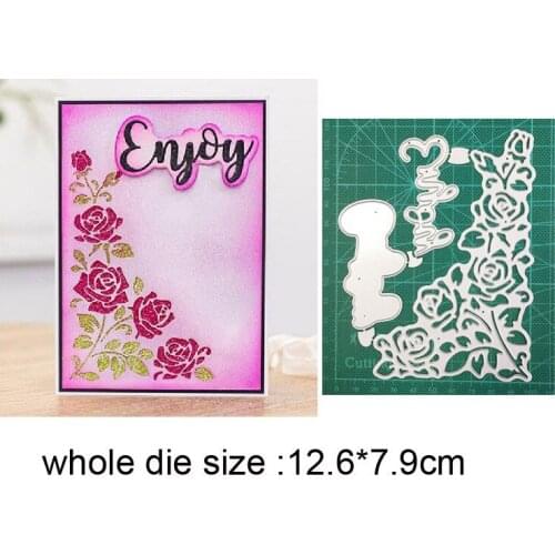 Craft dies Letter Enjoy Flower Corner Metal Cutting Dies Stencils for Scrapbooking dies Card Making Embossing Dies New Dies 2020