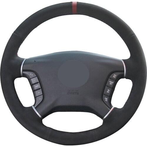 Hand-stitched Black Suede Car Steering Wheel Cover for Mitsubishi Pajero 2007-2014 Galant 2008 2009 2010 2011 2012
