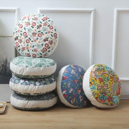 Futon Seat Cushions Removable And Washable Cotton Linen Sofa Throw Pillow Thickened Round Meditation Floor Mat Chair Cushion