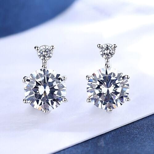 925 Sterling Silver Earrings For Women 2010 Crystal cute round Stud Earings Wedding party Jewelry Small Brinco Oorbellen Earing