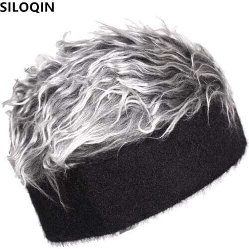 SILOQIN New Winter Couple Hats Novelty Beanies For Men And Women Wig Prop Hip Hop Hat Personality Casual Sports Cap Snapback Cap