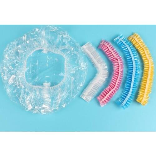 20 pcs/lot Portable Disposable Shower Caps Hat Bathing Caps Hotel Strong Elastic Shower Cap Clear Hair Salon Bathroom Products