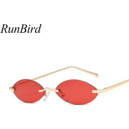 Vintage Rimless Small Oval Sunglasses Women Fashion Brand Designer Shades Sun Glasses Men Metal Eyewear UV400 Sunglass 5325R