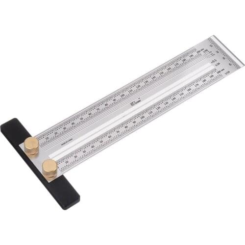 200/300/400mm Stainless Steel Precision Marking T Ruler Hole Positioning Measuring Ruler Woodworking Scriber Scribing Tool