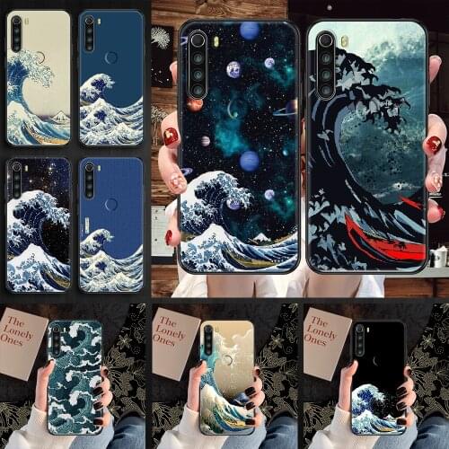 Wave Art japan aesthetic Phone case For Xiaomi Redmi Note 7 7A 8 8T 9 9A 9S 10 K30 Pro Ultra black tpu waterproof soft shell