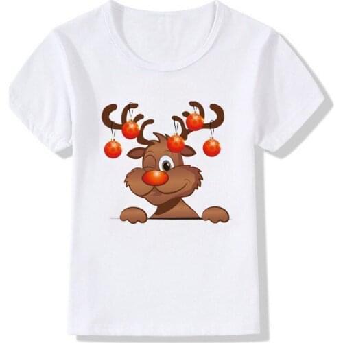 Santa Pattern Funny Children T shirt Kids Merry Christmas Cartoon Clothes Baby Boys Girls Summer T-shirt tops
