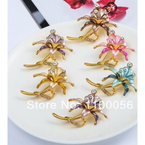 Broches Jewelry fashion Rhinestone Flower Brooches Hijab Pins Wholesale Bouquet Brooch Alfileres De Boda Brooches for womenX1142