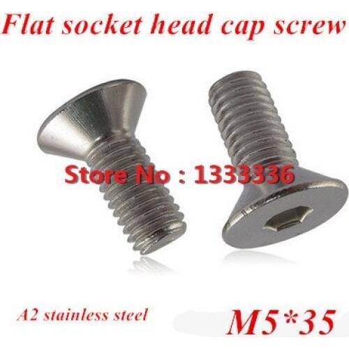 100pcs M5*35 DIN7991 304 Stainless steel Flat (Countersunk) Head Drive Hexagon Socket Cap Screw Bolt