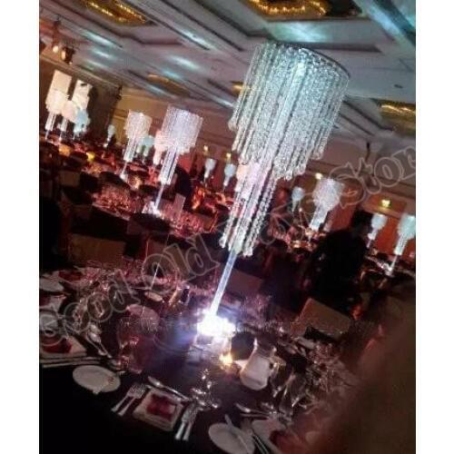 100cm Tall Table Centerpiece Flower Stand 5 Tiers Crystal Chandelier with beads strands