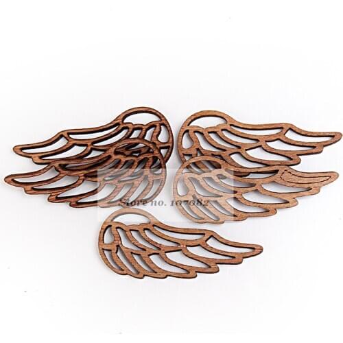 400PCS 57x25mm Rustic Wood Wing Chips Angel Emebellishments Cardmaking DIY Crafts Scrapbooking Christmas Wedding Confetti