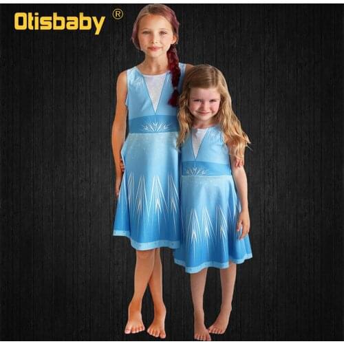 2020 Elsa 2 Infant Girls Elsa Dress Halloween Princess Anna Costume Child Light Blue Casual Vest Dress Toddler Fantasia Infantil