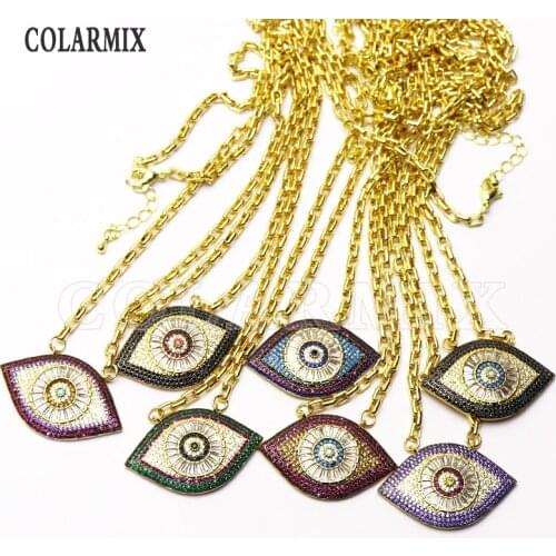 4 Pcs Gold necklace Eye shape pendant necklace Zircon Pendant necklace Gold jewelry Trendy necklace Gift fashion gift 7240