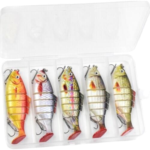 5pcs 10cm Sinking Wobblers Fishing Lures Set 6 Segments Crankbait Hard Artificial Bait Kit Swimbait Pike Fishing Lure