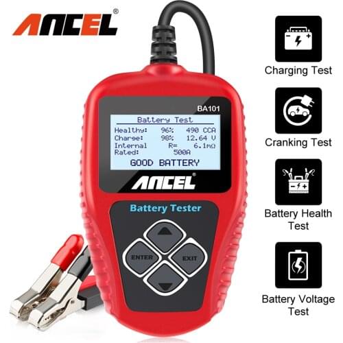 ANCEL BA101 Car Battery Tester 12V 100 to 2000CCA 12 Volts Battery Tools Car Motorcycle Quick Cranking Charging System Test