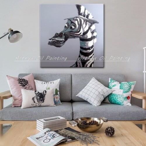 Arthyx Hand Painted Zebra Animal Oil Paintings Hot Sell Wall Art Home Decoration For Living Room Unique Gift Canvas Oil Painting