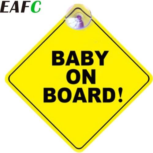 Car Sticker Baby ON BOARD WARNING SAFETY SIGN Sticker Decal with Sucker for Car Vehicle Window Sticker Car Accessories Styling