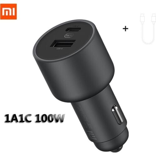 Xiaomi Mi Mijia Car Charger 1A1C 100W USB-C MAX Fast Charge USB-A USB-C Dual Output Ring LED Power Indicator 5A High Current