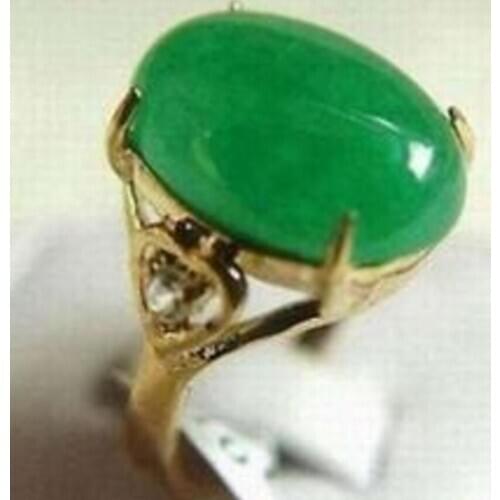 Free Shipping Unisex jewellery green jade stone ring size:6# 7# 8# 9