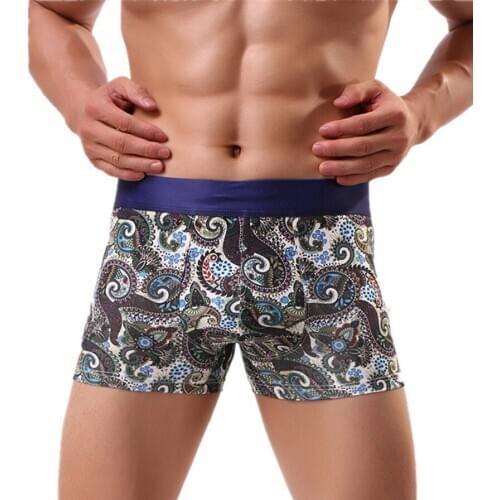 Large Size L-5XL Sexy Men Underwear Cotton Boxer Shorts Print Breathable U Convex Pouch Underpants Arrow Pants Cueca calzoncillo