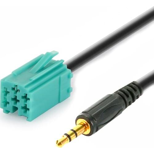 EAFC 1m Auto Car AUX CD Audio Line Input Cable 6 Pin to 3.5mm Plug for Volkswagen Renault