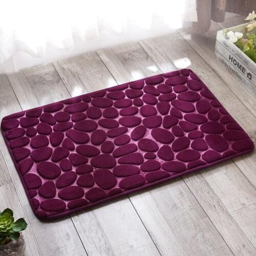 Flannel home cobblestone mat carpet tiles absorbent non-slip mat entrance door mat samll rug clean feet entrance bathroom rug