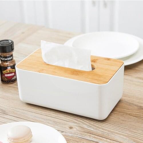 Paper box wooden tissue box creative home napkin box living room coffee table cute simple Nordic style Storage Box living room