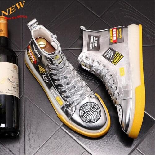 Korean Print Mens Sneakers Hip Hop Skateboard Shoes Trainers High Tops Height Increasing Loafers Zapatillas Hombre