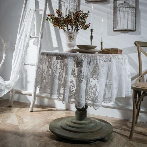Nordic Retro Round Lace Tablecloth Beautiful Hollow Lace Table Cloth White Black Posing Lace Hollow Photography Background Cloth