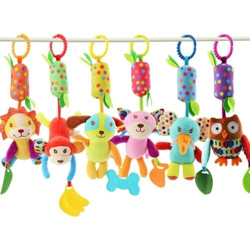 Animal Wind Chime Bed Hanging Pendant Bell With Teether Wind Chime Car Educational Rattles & Mobiles Toys For Newborns Baby Gift
