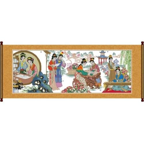 Lyre, chess, calligraphy and painting(2)(Dream of Red Mansions edition) cross stitch kit 14ct 11ct count print canvas stitching