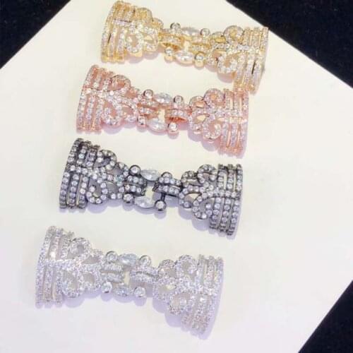 2pcs Cubic Zircon Micro clasp 19.5x45mm golden plated