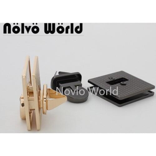 Nolvo World 2-10 pieces 36*36mm Square twist lock Turn lock for bag Zinc Alloy bag lock Ladies bag lock