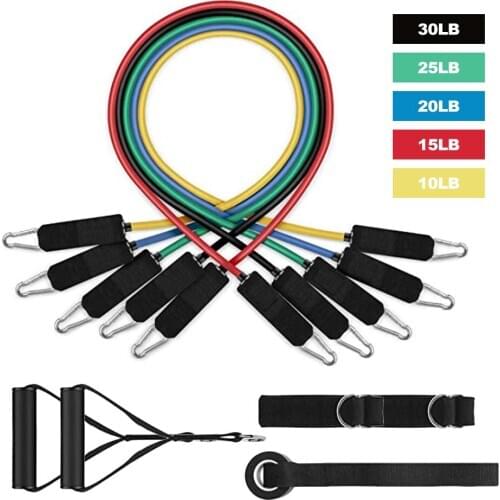 11 Pcs Resistance Bands Set Fitness Bands Resistance Gym Equipment Exercise Bands Pull Rope Fitness Elastic Training Expander