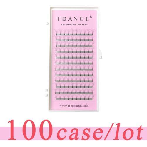 TDANCE 100 pcs/lot Eyelash Extension short stem 0.07 0.10mm thickness High Quality Pre-fanned Volume Lashes Eyelash Extension