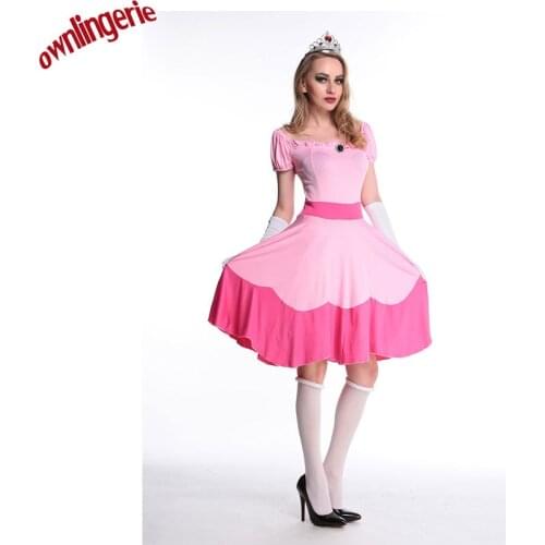 New Halloween Costume Adult Adult Pink Princess Skirt Cosplay Party Performance Dress one size 40109