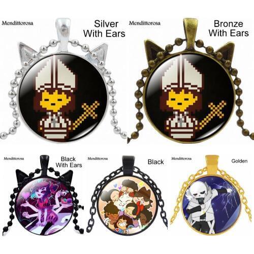 For Her Necklace Undertale Game Video Game Fasmous Brand Jewelry With Silver Plated Glass Cabochon Choker Long Pendant Necklace