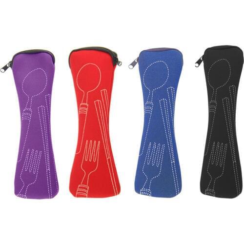 1Pcs Portable Cutlery Bag With Zipper Camping Flatware Storage Case Travel Picnic Outdoor Spoon Fork Knife Tableware Bag