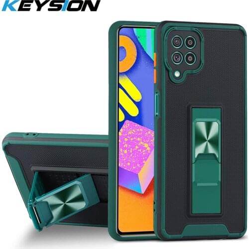 KEYSION Shockproof Armor Case for Samsung M32 M62 F62 M01 Core Stand Phone Back Cover for Galaxy A51 A71 A31 A21S A11 A02S A01