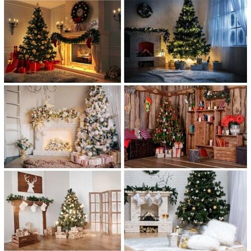 Christmas Theme Photography Background Fireplace Christmas tree Children Portrait Backdrops For Photo Studio Props 21710 CHM-07