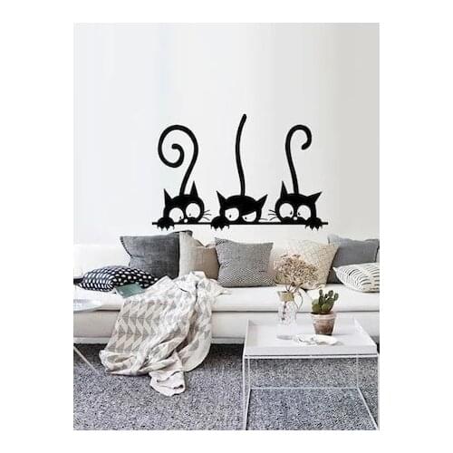 Triple Cat Design Metal Wall Plaque Living Room Creative Wall Hanging Big Picture Frame Home Decoration Cafe shop And Bar