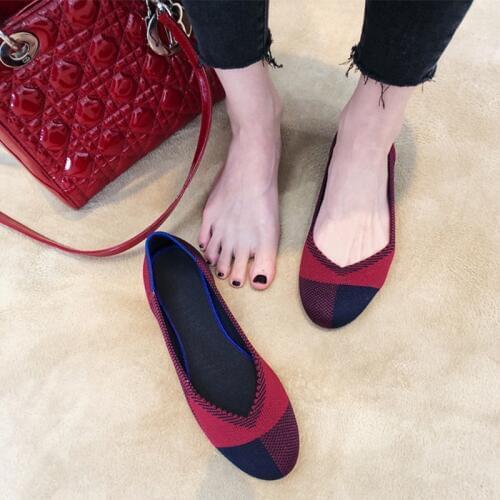 Weaved shallow single shoes woman leopard mixed-color round toe loafers summer knitting ballet flats shoes pregnant women shoes