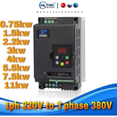 VFD 0.75kw1.5kw 2.2KW 3kw 4kw 5.5kw 7.5kw 11kw inverter Boost AC Frequency Inverter 1 phase 220V input to 3 phase 380 V output