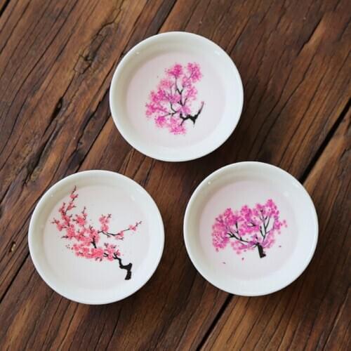 Japanese Magic Sakura Cup Cold Temperature Color Change Flower Display Sake Cup Ceramic Kung Fu Cup Tea Bowl