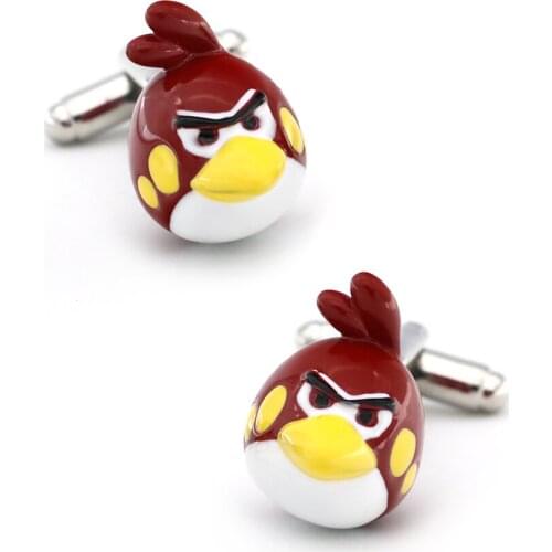 IGame New Arrival Cute Cuff Links Red Color Cartoon Bird Design Quality Brass Material Mens Cufflinks Free Shipping