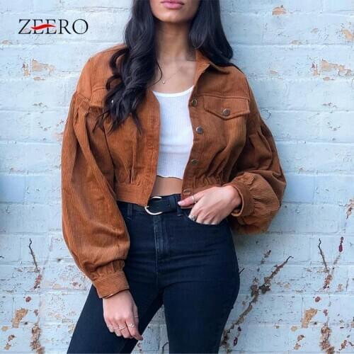 Plus Size Casual Corduroy Buttons Long Sleeve Jackets Women 2019 Autumn Winter Office Lady Solid Coat Female Lapel Short Jackets
